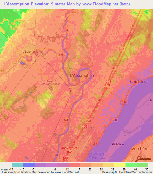 L'Assomption,Canada Elevation Map