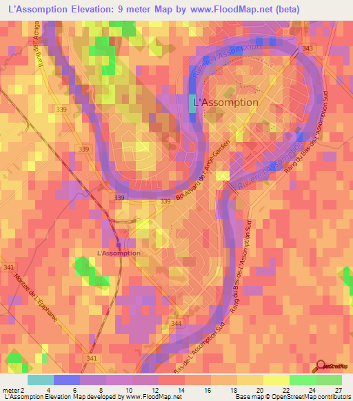 L'Assomption,Canada Elevation Map