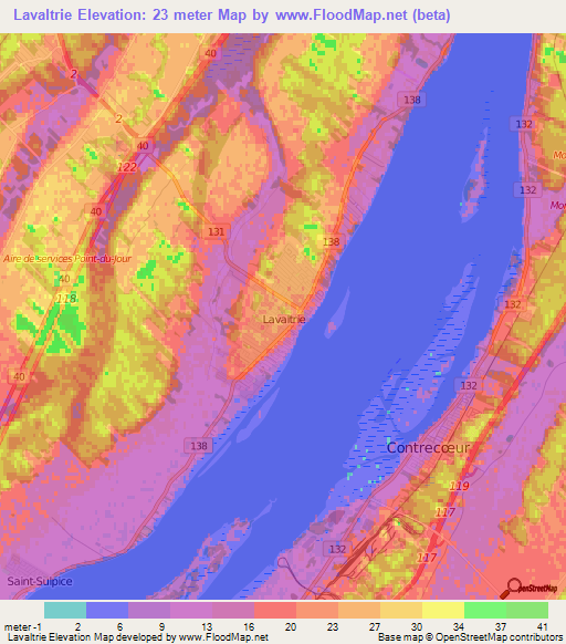 Lavaltrie,Canada Elevation Map
