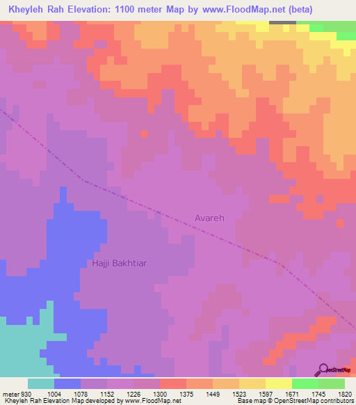 Kheyleh Rah,Iran Elevation Map