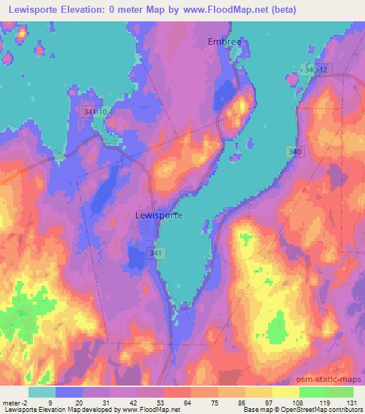 Lewisporte,Canada Elevation Map