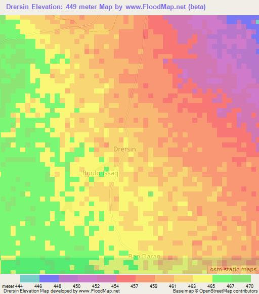 Drersin,Somalia Elevation Map