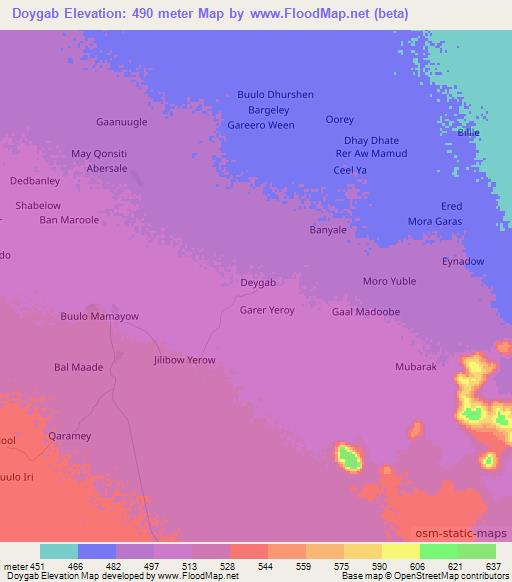 Doygab,Somalia Elevation Map