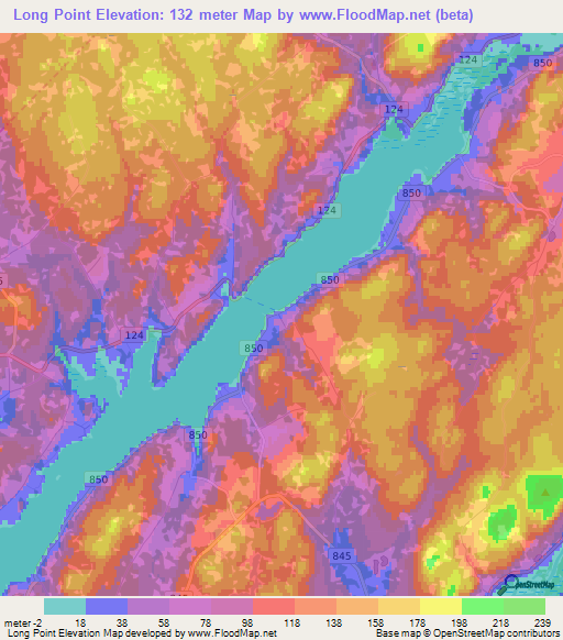 Long Point,Canada Elevation Map