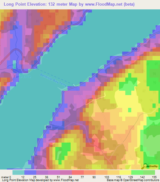 Long Point,Canada Elevation Map