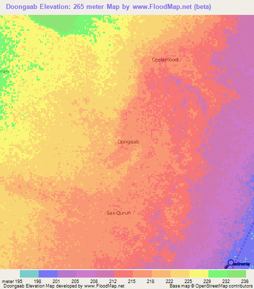 Doongaab,Somalia Elevation Map