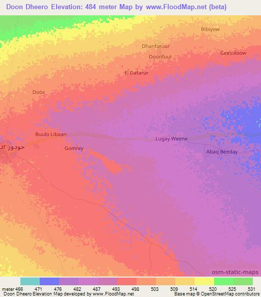 Doon Dheero,Somalia Elevation Map