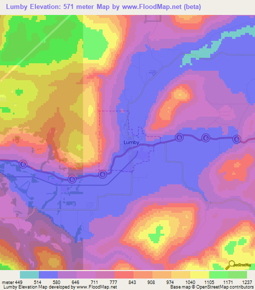 Lumby,Canada Elevation Map