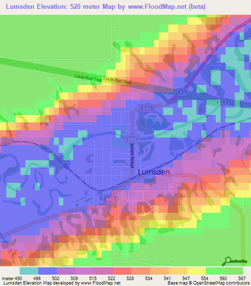 Elevation of Lumsden,Canada Elevation Map, Topography, Contour