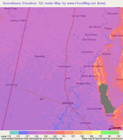 Doondheere,Somalia Elevation Map