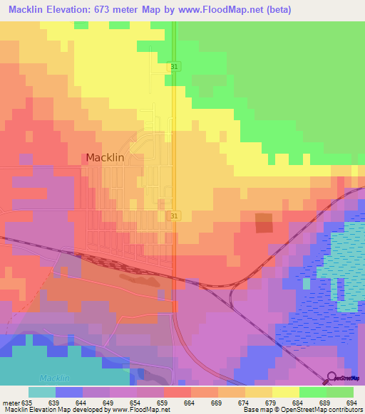 Macklin,Canada Elevation Map