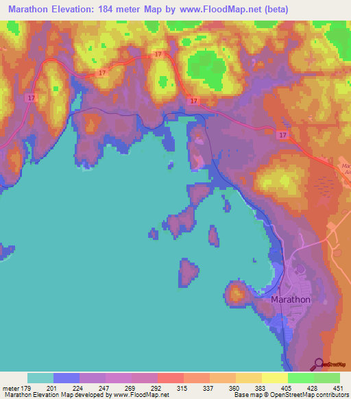 Marathon,Canada Elevation Map