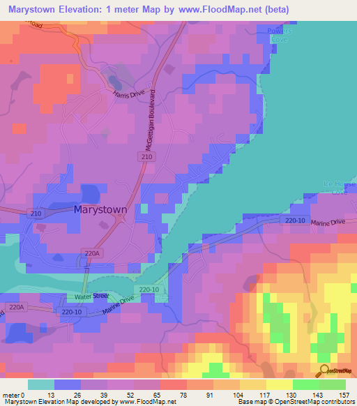 Marystown,Canada Elevation Map