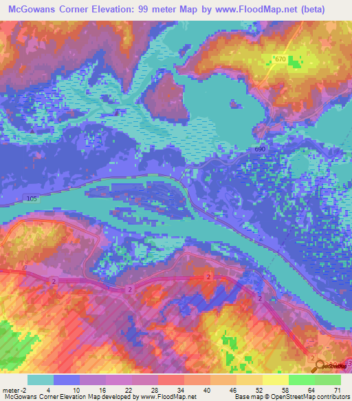 McGowans Corner,Canada Elevation Map