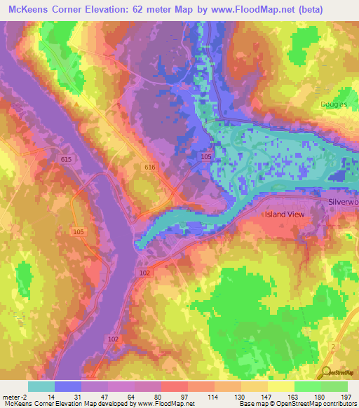 McKeens Corner,Canada Elevation Map