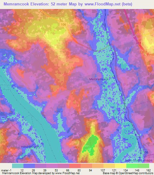 Memramcook,Canada Elevation Map