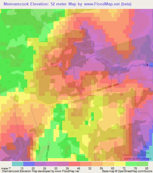 Memramcook,Canada Elevation Map