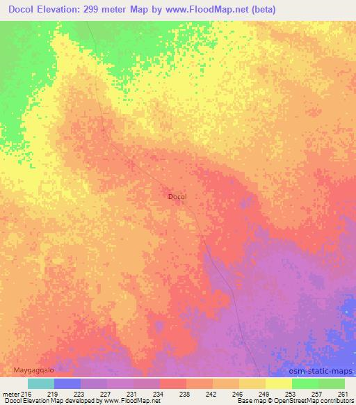 Docol,Somalia Elevation Map