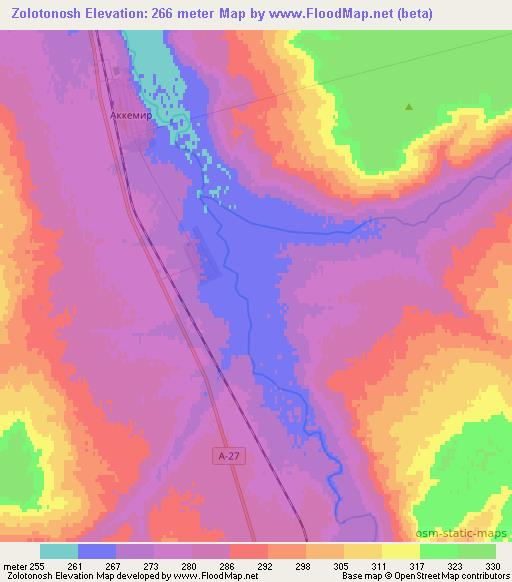 Zolotonosh,Kazakhstan Elevation Map