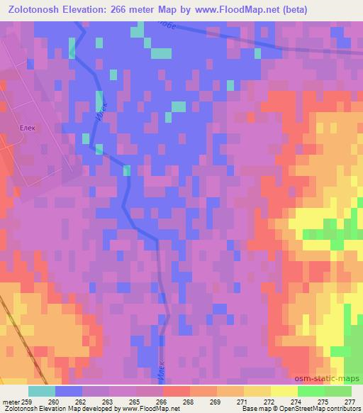 Zolotonosh,Kazakhstan Elevation Map