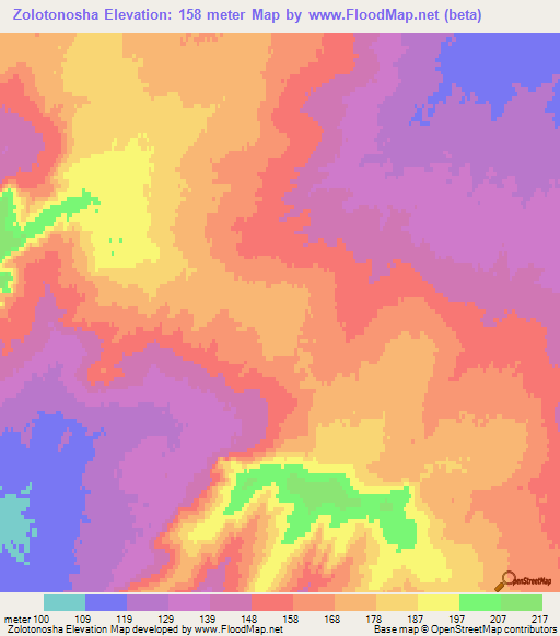 Zolotonosha,Kazakhstan Elevation Map