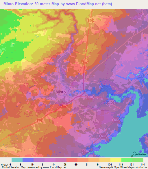Minto,Canada Elevation Map
