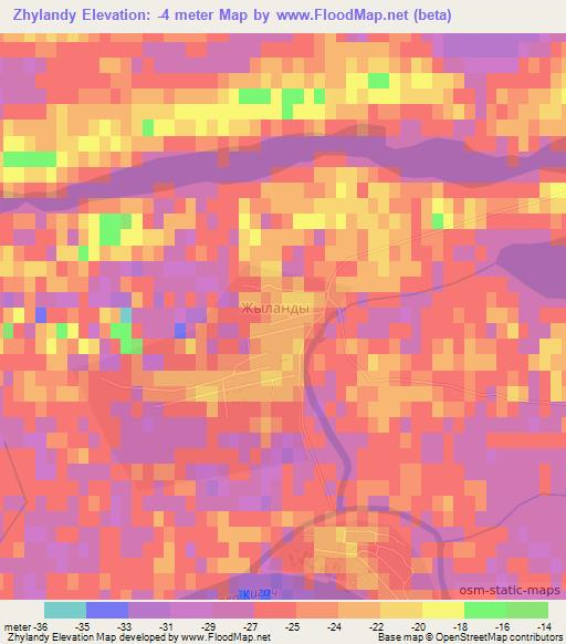 Zhylandy,Kazakhstan Elevation Map