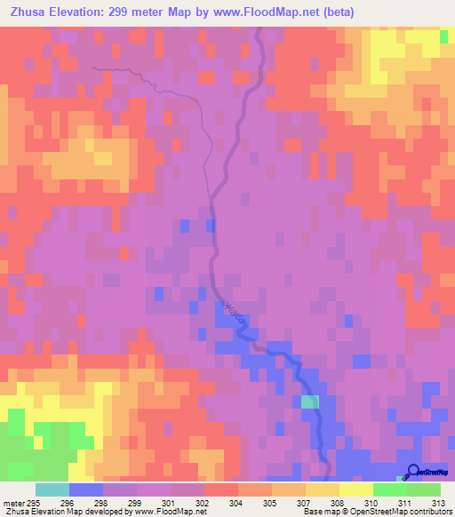Zhusa,Kazakhstan Elevation Map