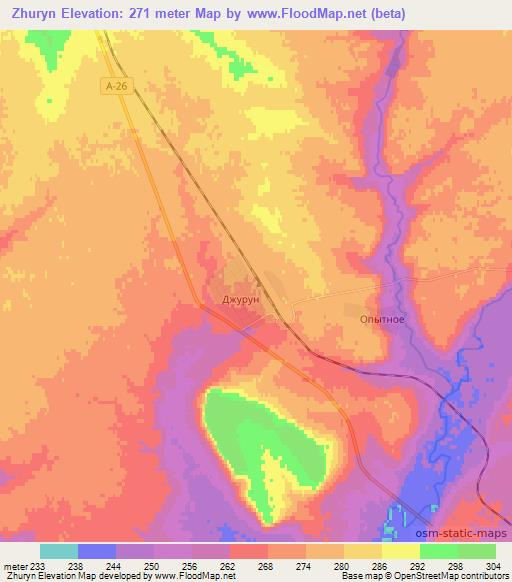 Zhuryn,Kazakhstan Elevation Map