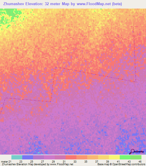 Zhumashev,Kazakhstan Elevation Map