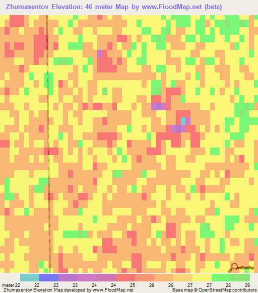 Zhumasentov,Kazakhstan Elevation Map