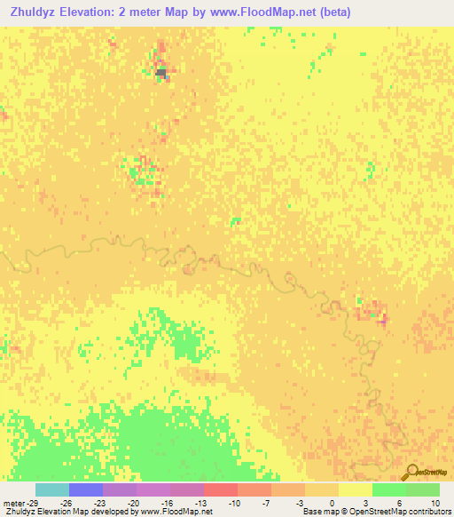 Zhuldyz,Kazakhstan Elevation Map