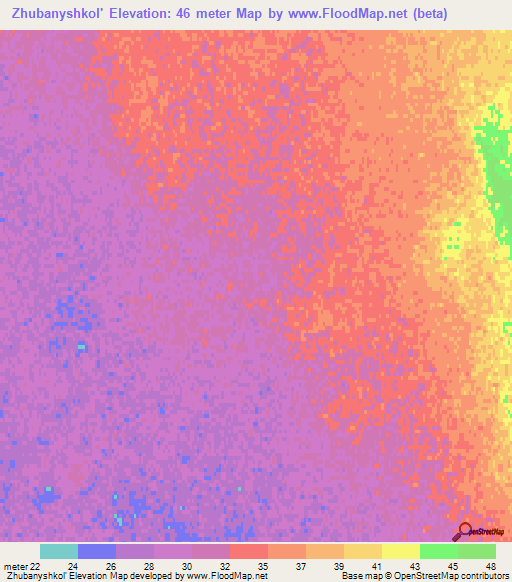 Zhubanyshkol',Kazakhstan Elevation Map