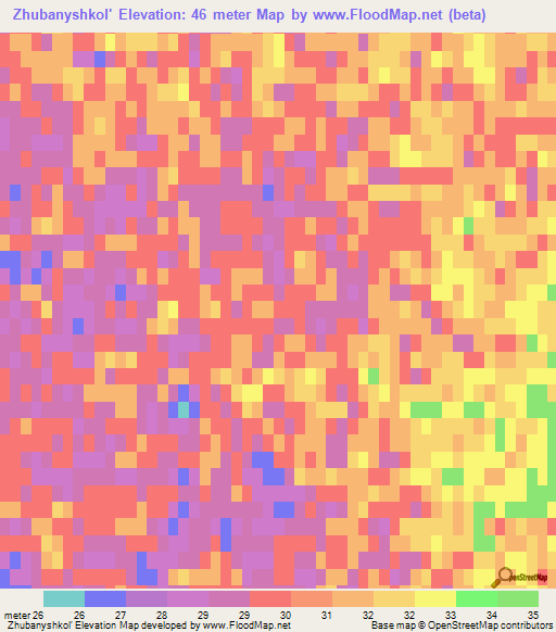 Zhubanyshkol',Kazakhstan Elevation Map