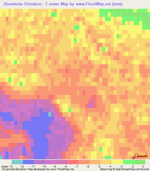 Zhuantobe,Kazakhstan Elevation Map