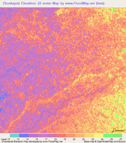 Zhoskayrat,Kazakhstan Elevation Map