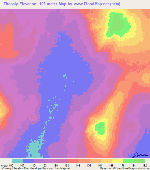 Zhosaly,Kazakhstan Elevation Map