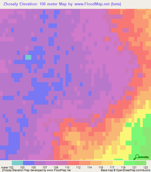 Zhosaly,Kazakhstan Elevation Map