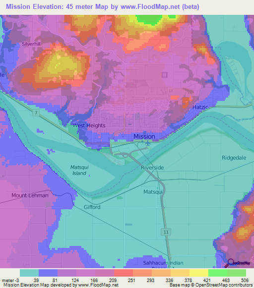 Elevation of Mission,Canada Elevation Map, Topography, Contour
