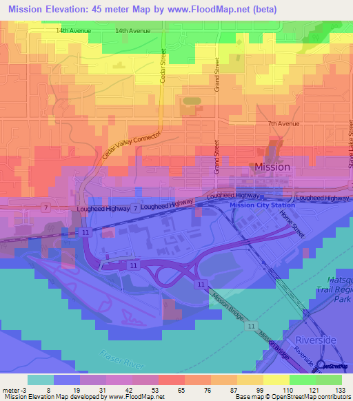 Mission,Canada Elevation Map