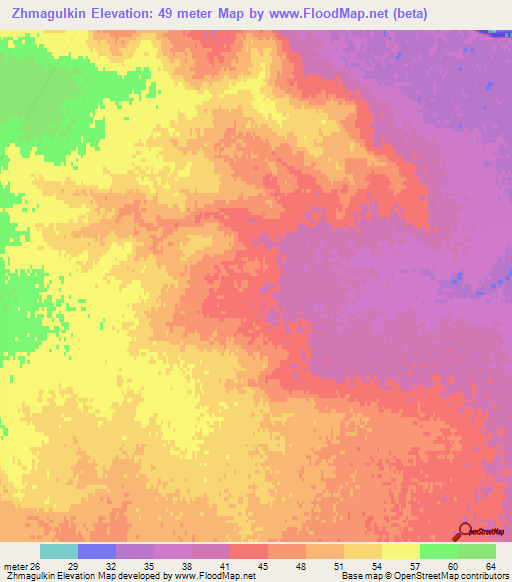 Zhmagulkin,Kazakhstan Elevation Map