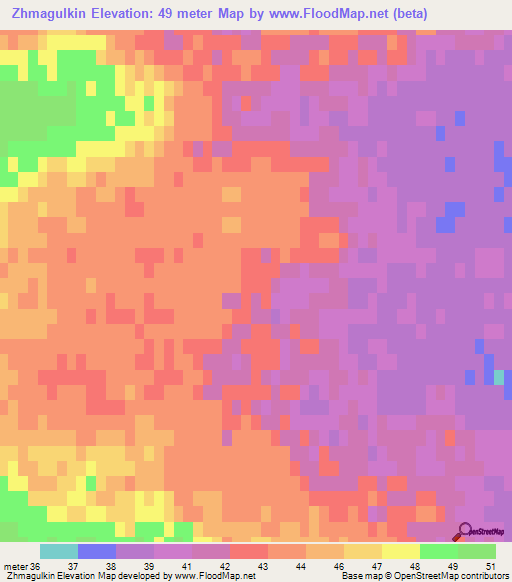 Zhmagulkin,Kazakhstan Elevation Map