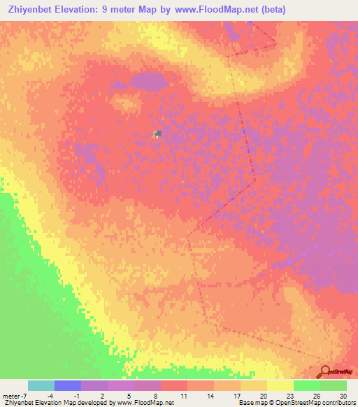 Zhiyenbet,Kazakhstan Elevation Map
