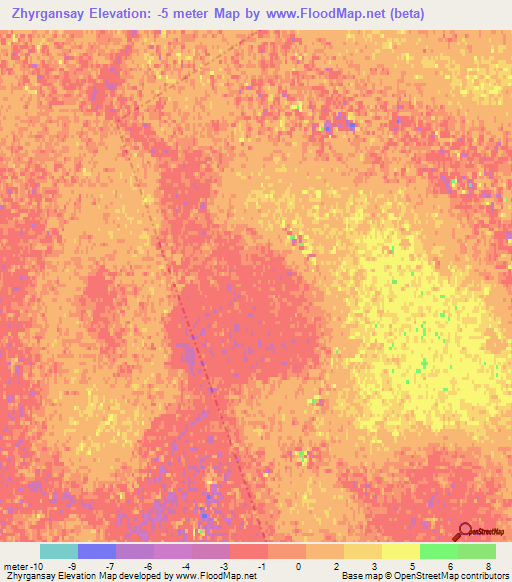 Zhyrgansay,Kazakhstan Elevation Map