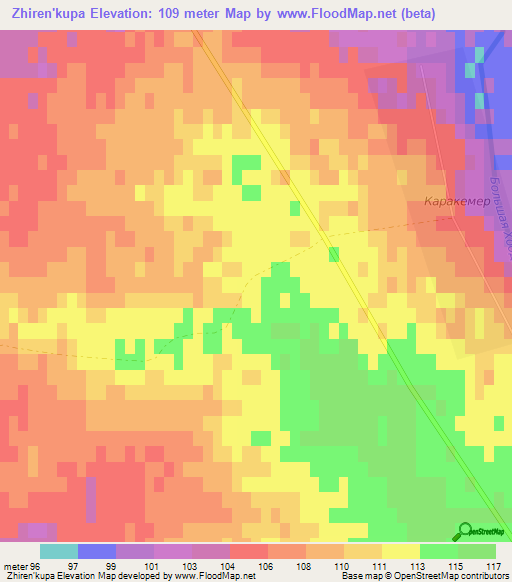 Zhiren'kupa,Kazakhstan Elevation Map
