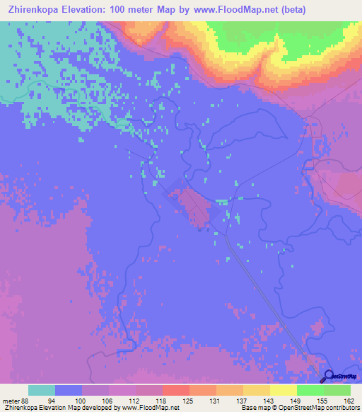 Zhirenkopa,Kazakhstan Elevation Map