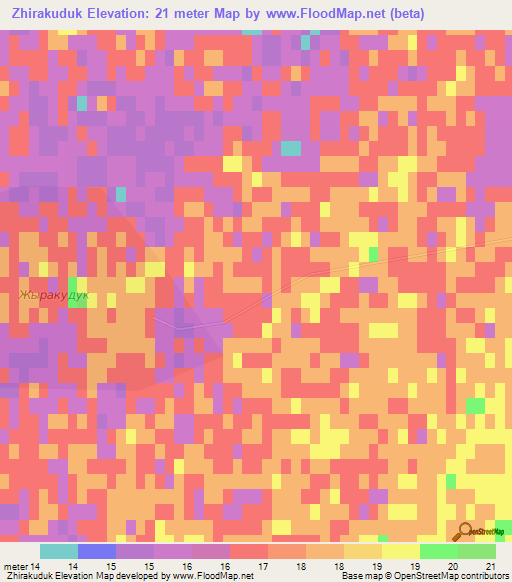 Zhirakuduk,Kazakhstan Elevation Map