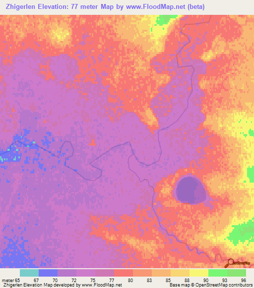 Zhigerlen,Kazakhstan Elevation Map