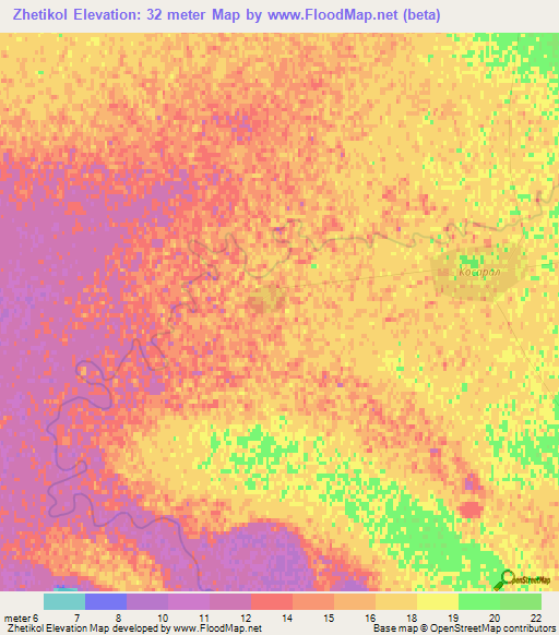 Zhetikol,Kazakhstan Elevation Map