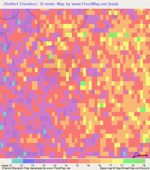 Zhetikol,Kazakhstan Elevation Map